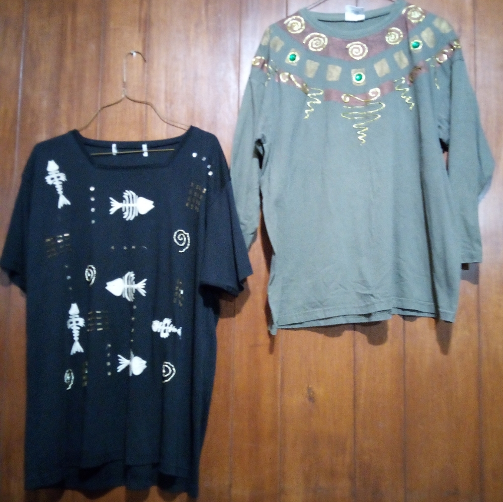 2 women's XL 80's Shirts,